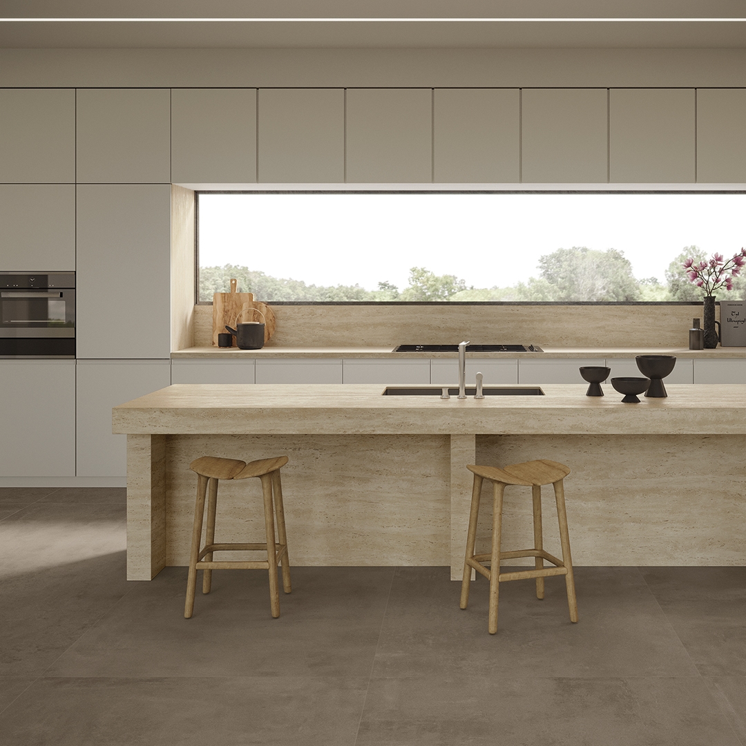 Keramieken keukenblad Travertino Sand, ASWA Keukens