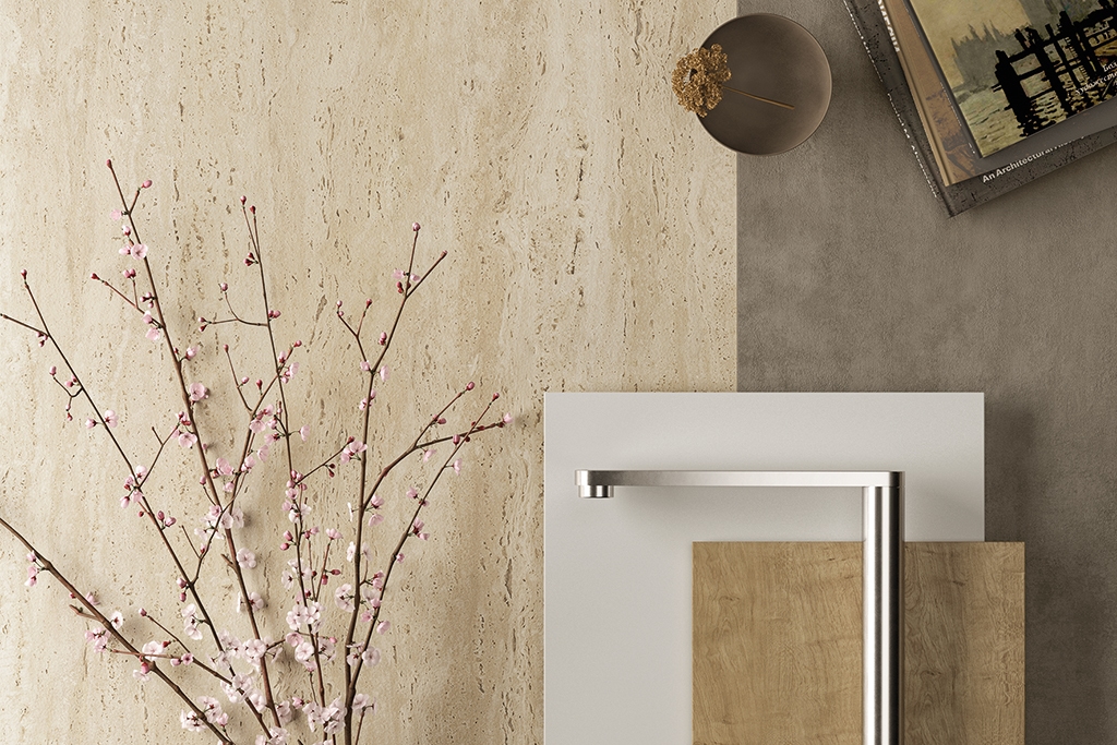 Jetstone Keramieken werkblad in travertinlook Travertino Sand Satin, ASWA Keukens