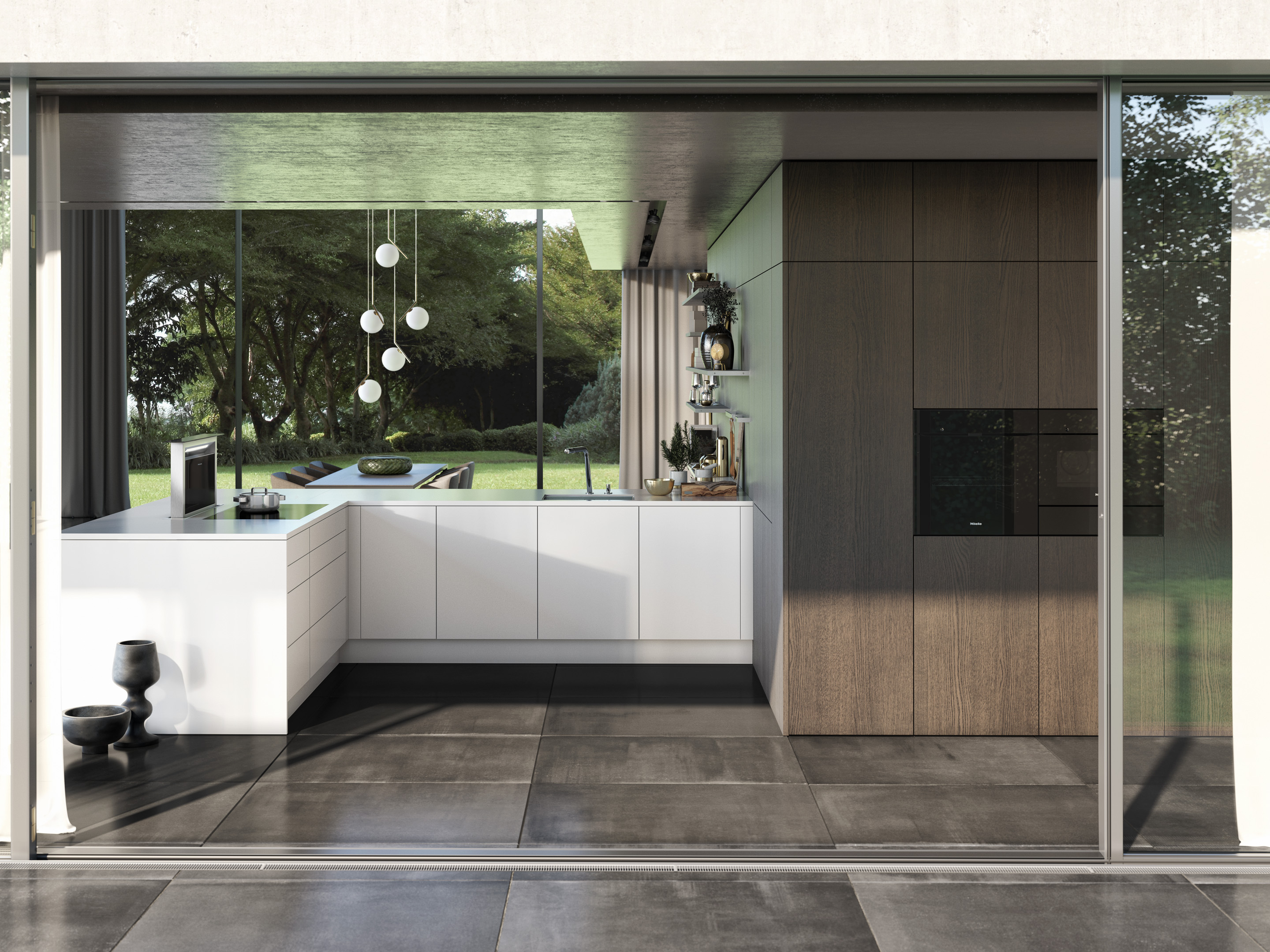 SieMatic Pure L-keuken met hoge kastenwand, ASWA Keukens